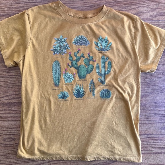 Cactus Print T-Shirt - Mustard - Picture 1 of 4